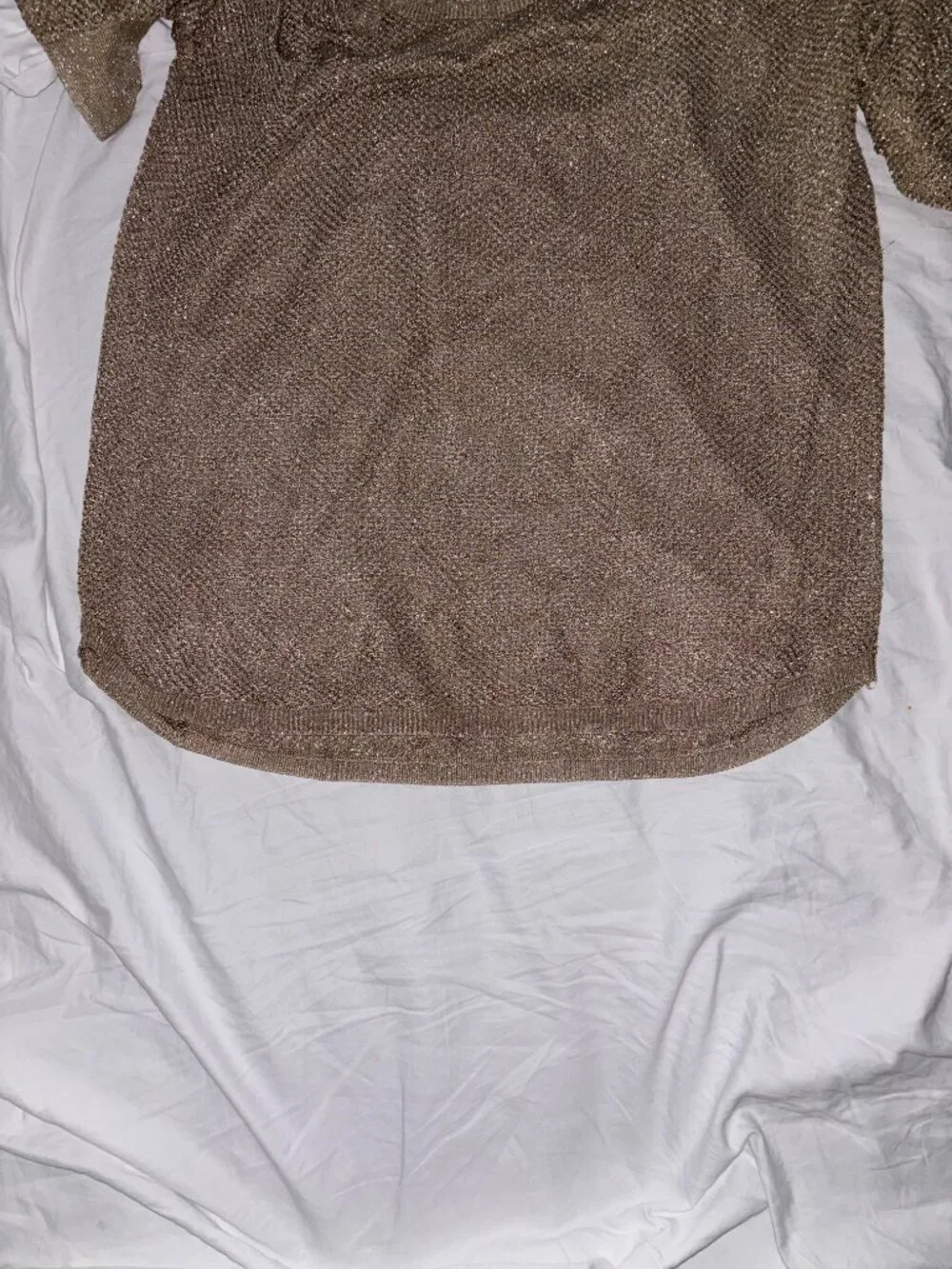 MICHAEL Michael Kors Metallic Gold Mesh Beach Cover-Up Long Top High-Low Sz M